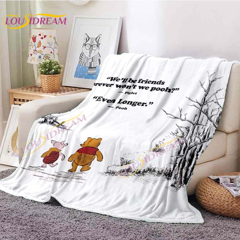 

Cute Winnie Bear Blanket Flannel Throw Blankets Soft Warm Plush Bedding Boys Girls Bedroom Gifts for Best Friend 100x150cm