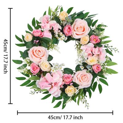 Artificial Front Door Wreath Plastic Fabric Large Flower Garland for Spring Entrance Wedding Party Wall Decor Gift