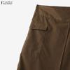 ZANZEA Women Casual Elastic Waist Solid Color Midi Skirts