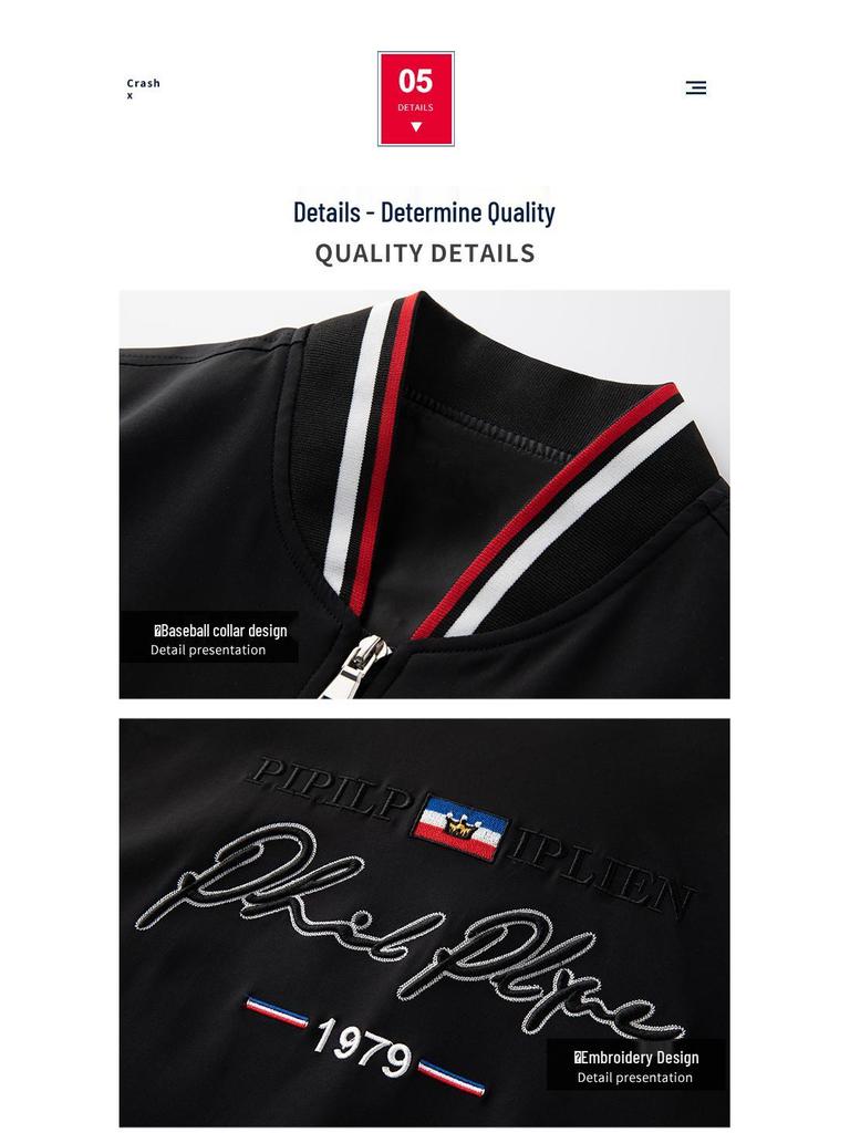 Men's European Style Loose Fit Embroidery Jacket, Plus Size, Spring/Autumn Casual Outerwear.