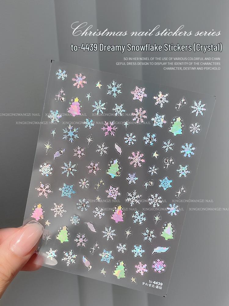 2024 Crystal Diamond Snowflake Nail Stickers - Christmas Tree & Snowman Designs