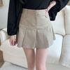New ArrivalS Open Run Women S Spandex Cotton Half Pleated Mini Skirt Button Acc
