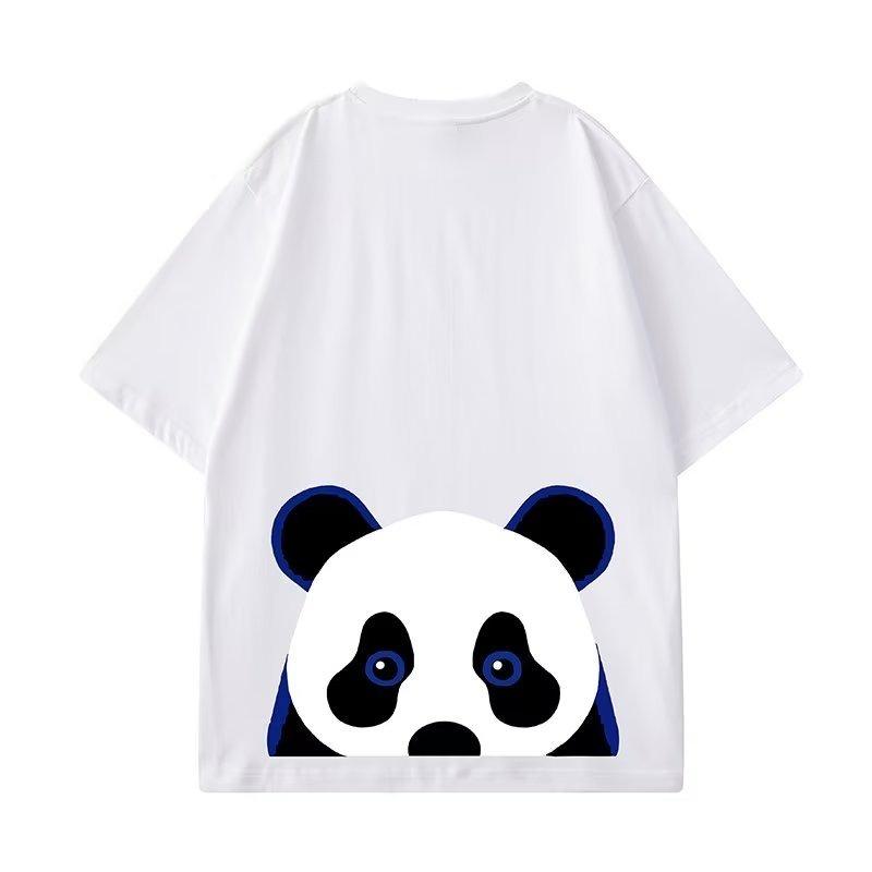 M-8XL Oversized Tshirts Cute Black and White Panda Printed Short Sleeved T-shirt for Men's 2024  New Loose Top