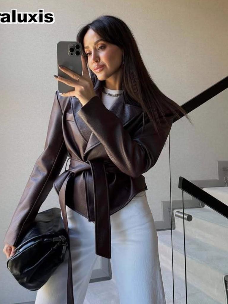 Módní Nová Podzimní Zimní Dámská Trendy Biker Styl Šněrovací Temperamentní PU Kožená Bunda
