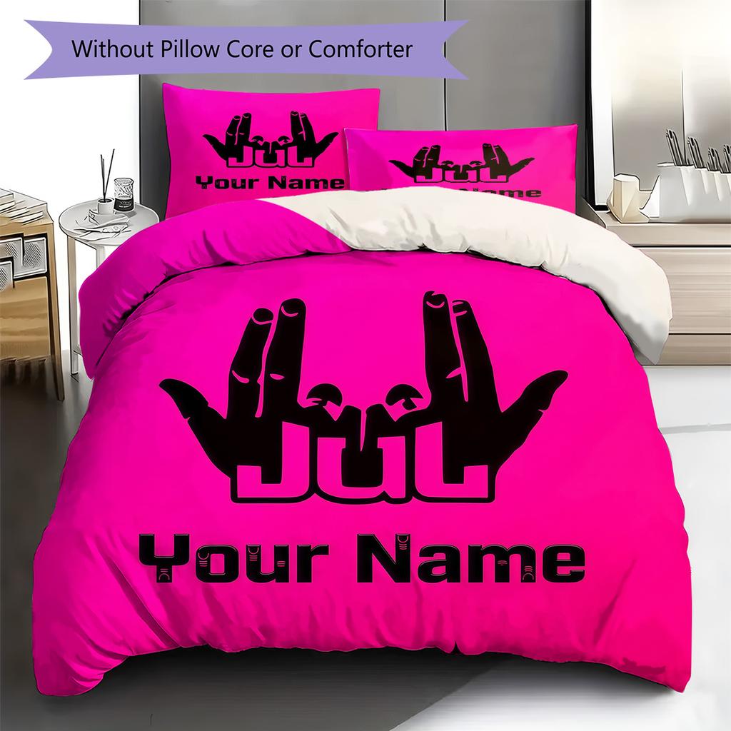 Custom Name JuL C'est Pas Des Lol Bedding,Quilt Set Quilt Cover Pillowcase Home Birthday Gift(1 * duvet cover + 2 * pillowcase, without core) -HE72