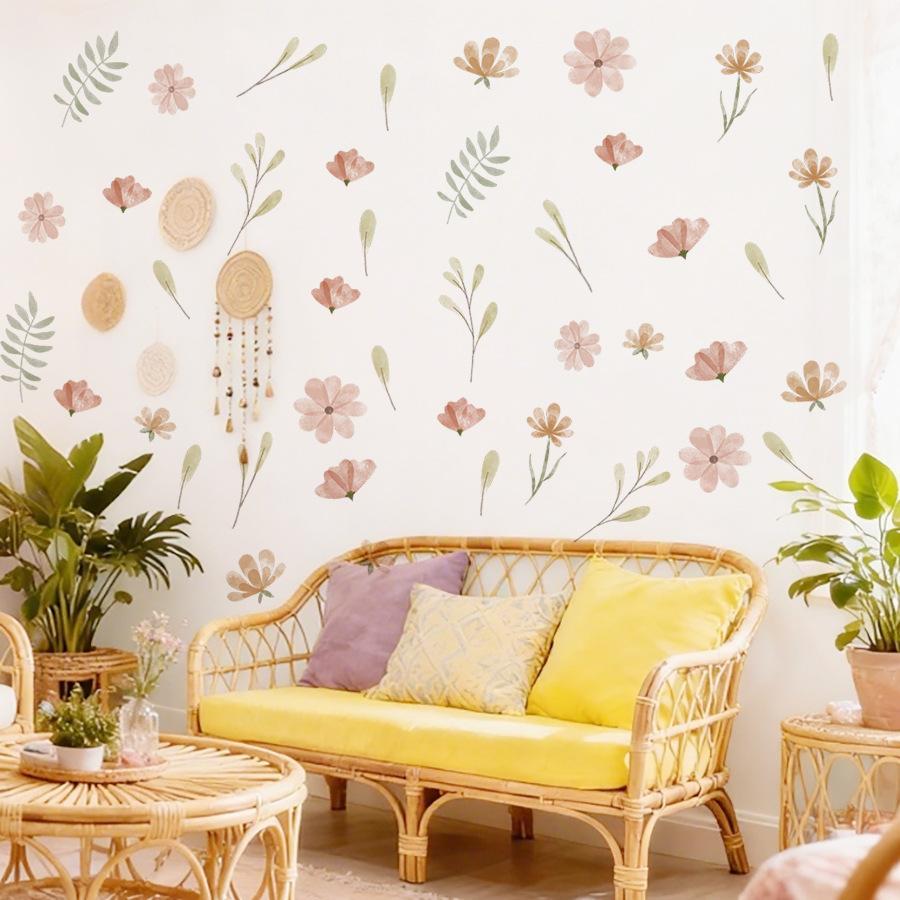 Boho Style Flowers Children’s Wall Stickers Girls Room Nursery Wall Art Decals for Living Room Bedroom Kids Room Home Decoration