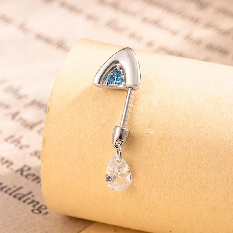 2025 Trendiger schwebender Helix-Ohrring in Katzenohrform Titanstahl Wassertropfen Zirkon Tragus-Stecker Körper Knorpel Zirkon