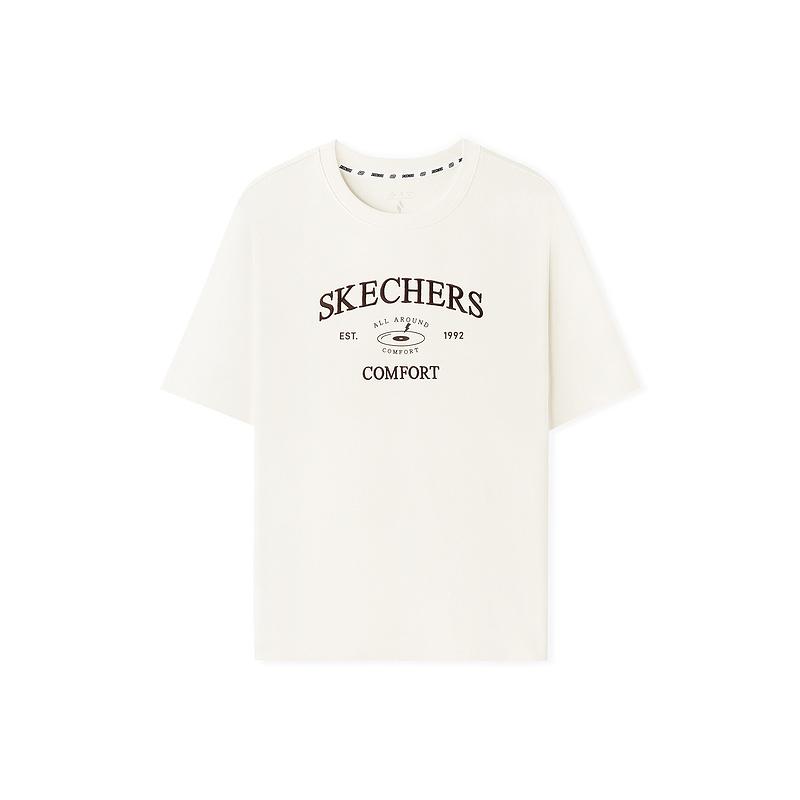 Skechers Sport Alliance Series Fashion Casual Classic Letter Short Sleeve Drop Shoulder T-Shirt Women Tops L325W012-0074 M