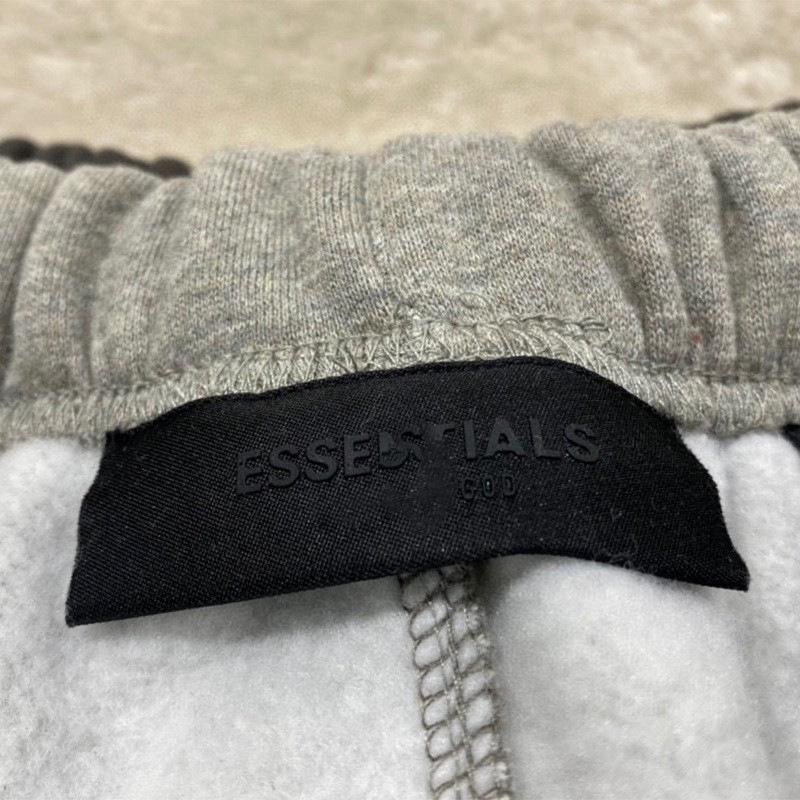 Essentials Mid-Waist Leather Label Fleece Casual Shorts