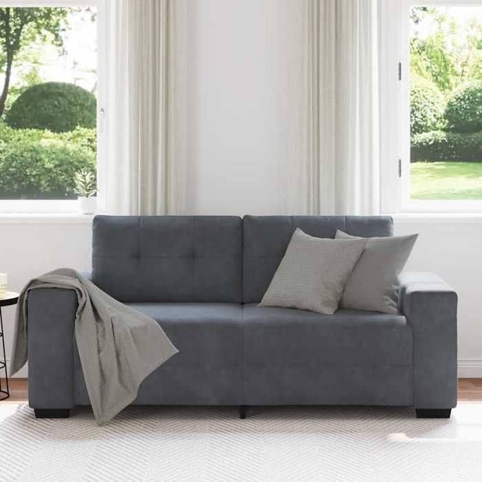 VidaXL Loveseat Sofa Dark Grey 140 Cm Velvet, Two-seater Sofa, Divan, Living Room Seat, Sofa, Upholstered Sofa, 4105123
