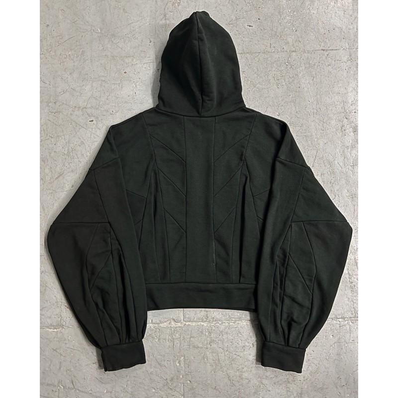 Unisex Gothic Streetwear Hooded Sweatshirt With Pleated Detail Loose Fit Long Sleeve Fall Winter Casual Top