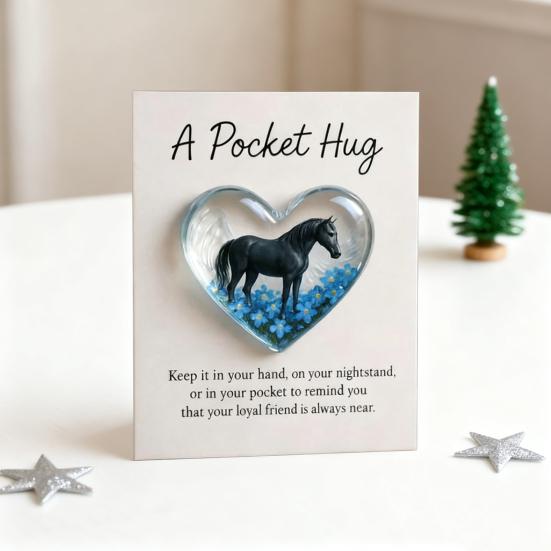 1/2/3Pcs Pocket Hug Pendant Heart Shape Horse Pattern Acrylic Christmas Hanging Ornament Home Party Festival DIY Gift