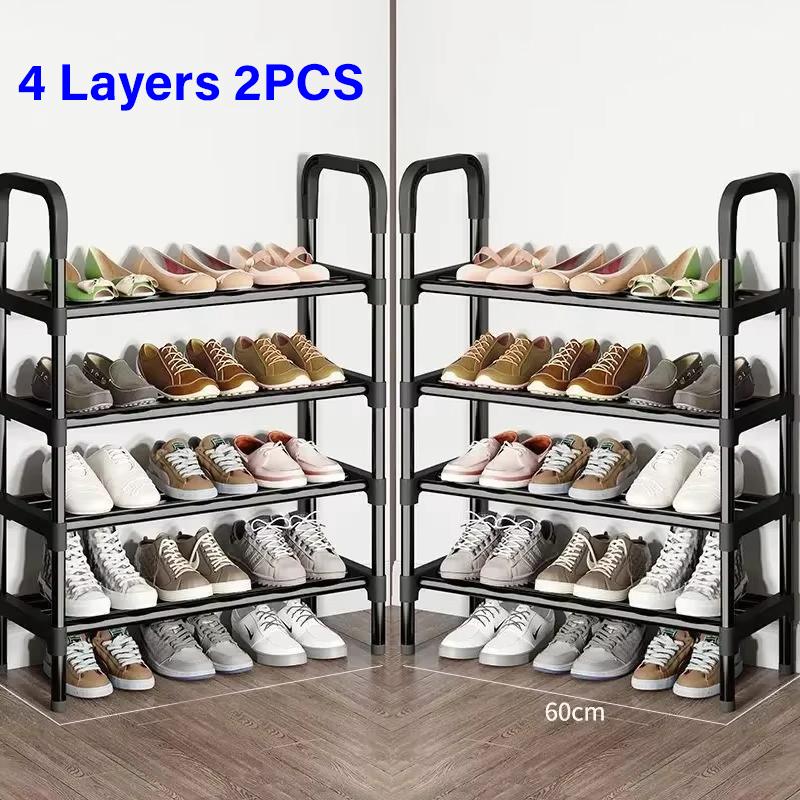 Simple Multiple LayersShoe Rack Multi-purpose Storage Cabinet Black Shoe Rack Shelf Save Space Living Room Shoe Storage Rack