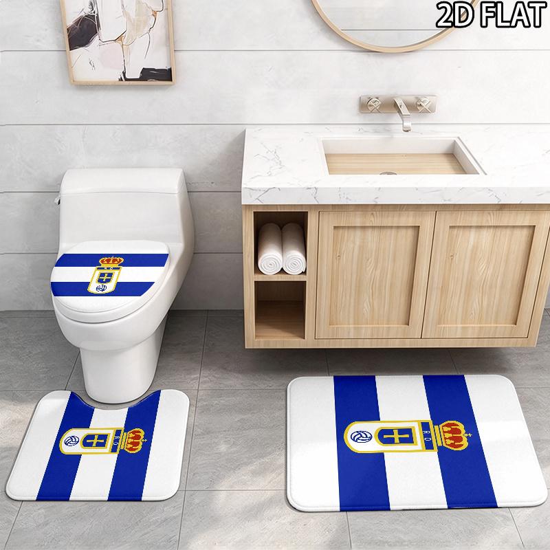 3pcs Real Oviedo Pattern Flannel Nonslip Absorbent Washable Decorative Bathroom Home Toilet Seat Cover Mat