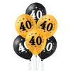 Balloon Set for 40th Birthday, Black and Gold, 30cm, 10pcs.