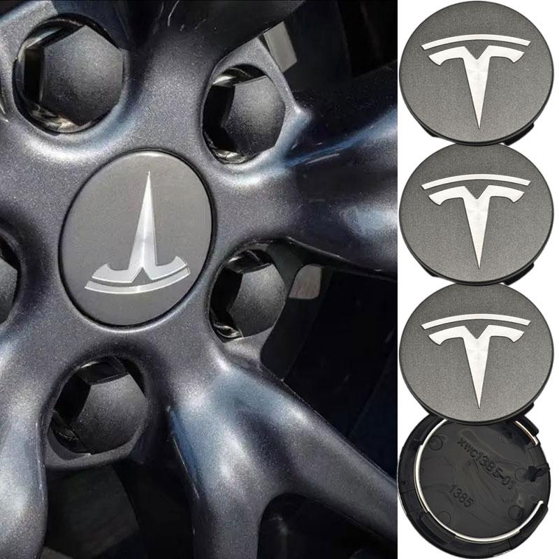 AGLNX1 4pcs 56mm Light Grey Car Wheel Center Cap Logo Badge Emblem For Tesla Original Hub Caps Model 3 Model Y Model S X Accessories