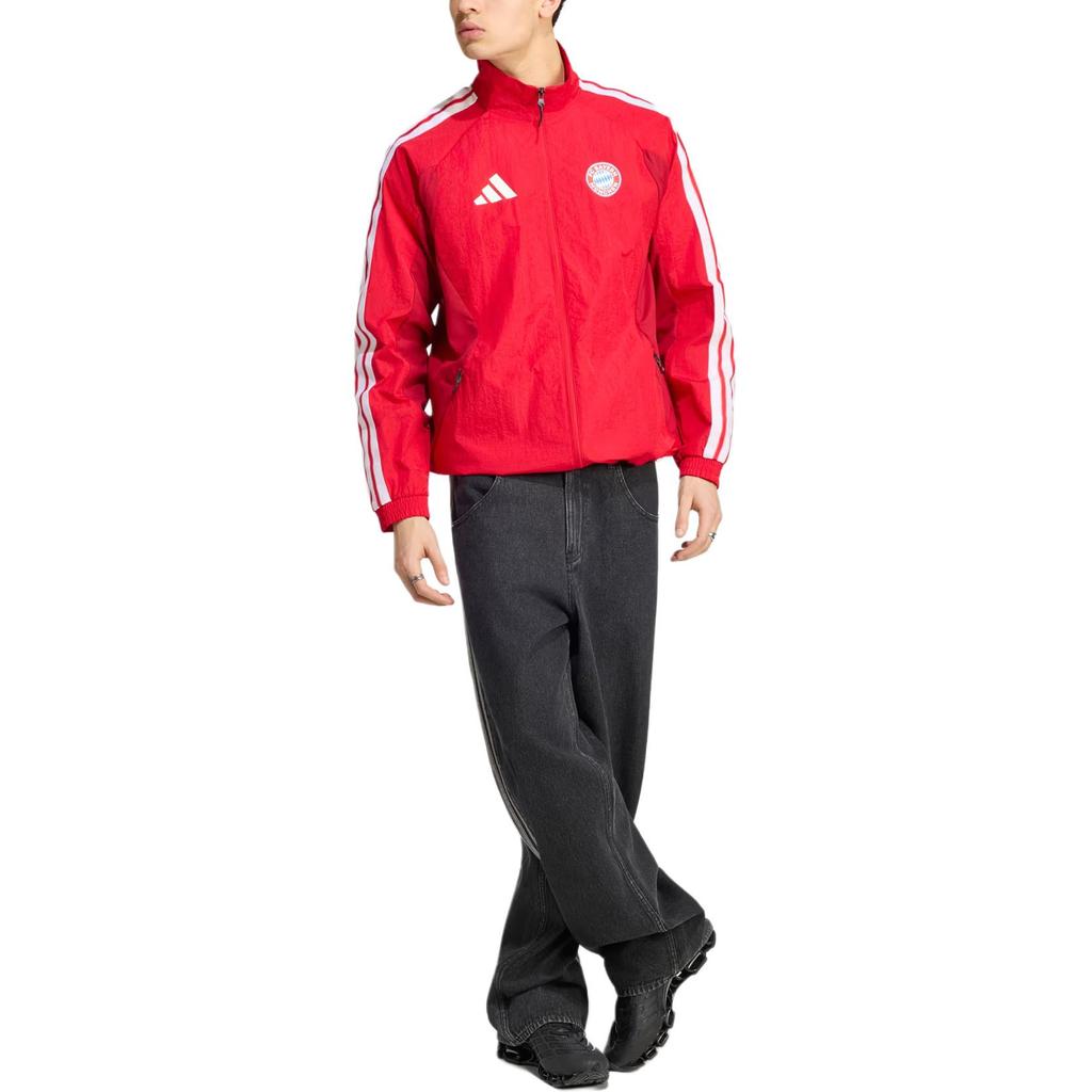 adidas FC Bayern Munich Home Anthem Striped Stand Collar Zip Long Sleeve Jacket Men Jackets KV6732
