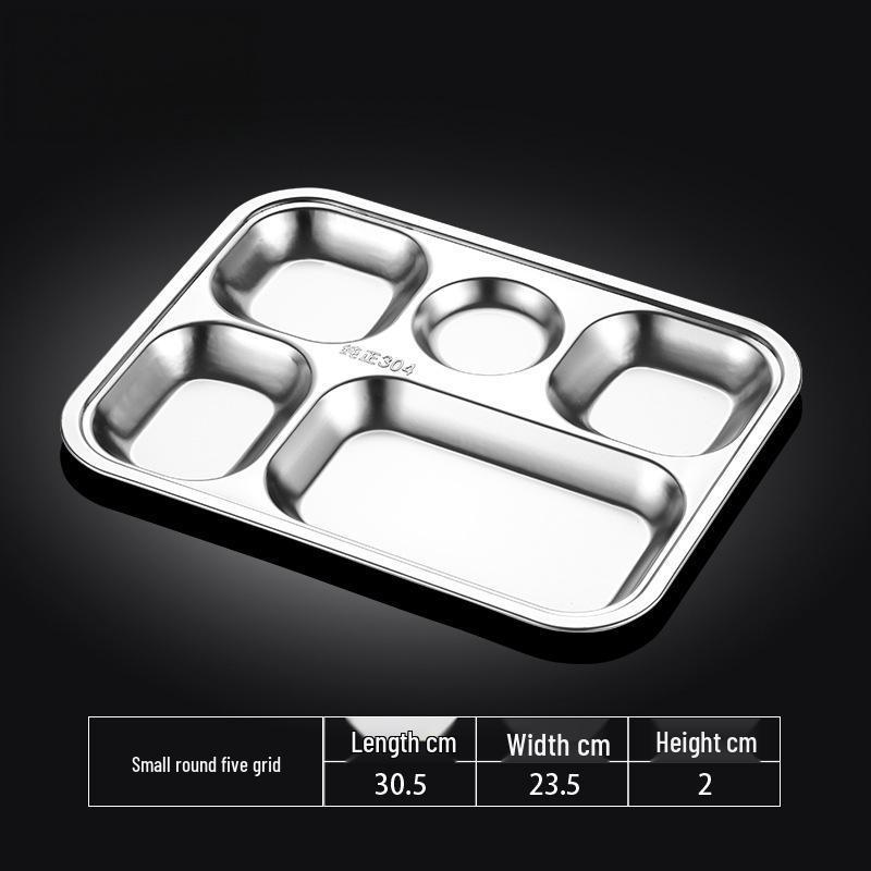 Stainless Steel 5-Compartment Round Divided Meal Tray