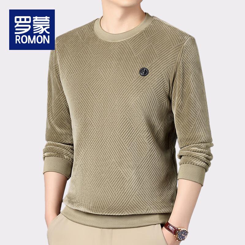 Luomeng Men's Winter Plus Velvet Round Neck Knit Sweater BY795