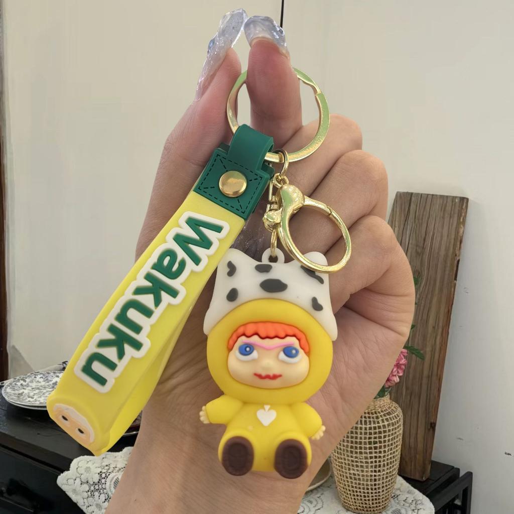 New Cartoon Wokuku Keychain Soft Rubber 3D Doll Pendant Bag Pendant Small Gift