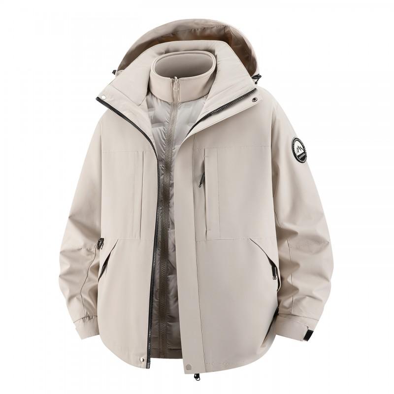 Men Women 3-in-1 Outdoor Waterproof Windproof Jacket With Detachable Down Inner Layer Hiking Camping Winter