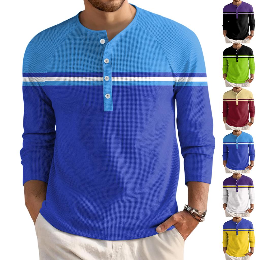 Men's Loose Casual Button Down Collar Long Sleeve Top