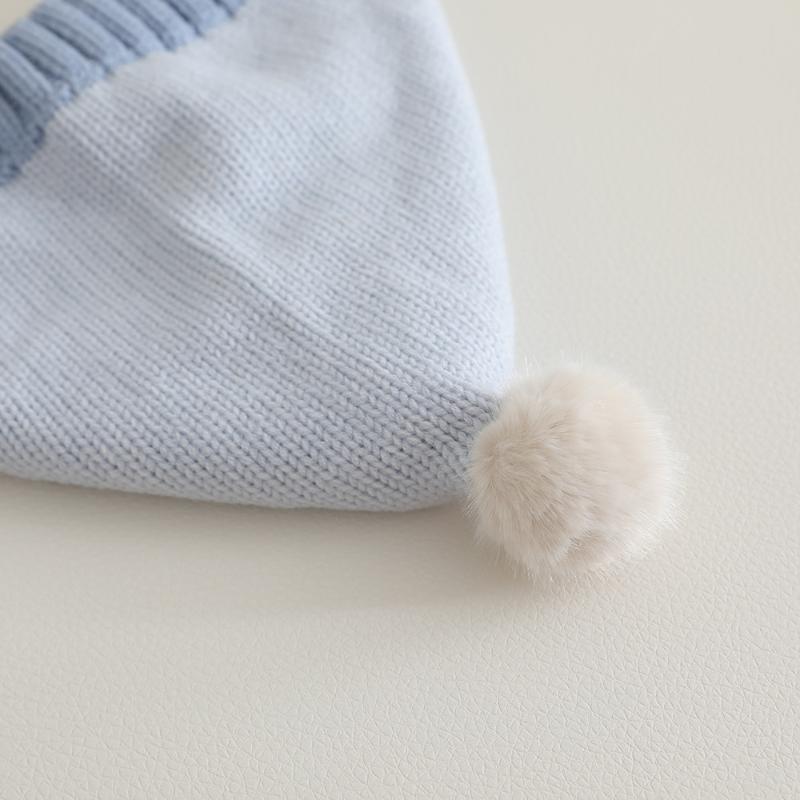 Cute Pompom Winter Thicken Warm Baby Hat Infant Toddler Cap Beanies Soft Knitted Baby Boys Girls Lacing Hat Bonnet Christmas