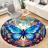 1pc Butterfly StainedGlass Office Round Area Rug, Under Office Chairs Bedroom Living Room Home Decor, Room Deco