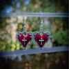 Gothic Red Heart Thorn Pendant Stainless Steel Earrings