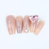 24 Pieces New Product Sweet Fairy Gas Long Love Pink Diamond Flash Hollow Stars Wear Nail Unloading Nail Art