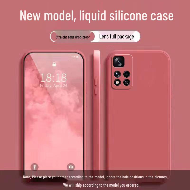 Redmi Note 11 Pro Liquid Silicone Case: Solid Color, Full Coverage, Anti-Drop, Straight Edge Design