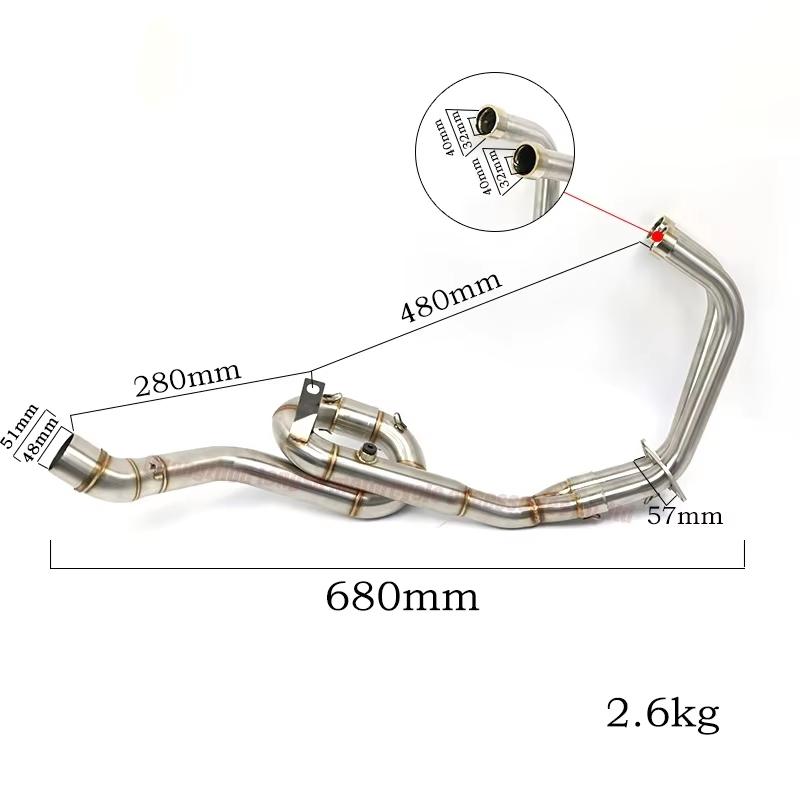 Slip On Stainless Steel Motorcycle Exhaust Middle Pipe And Front Link Pipe Full System For Yamaha YZF R25 R3 MT03 MT25