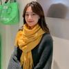 Women's and Men's Thick Warm Cashmere-Like Scarf - Autumn Winter Korean Style with Tassels, Solid Color