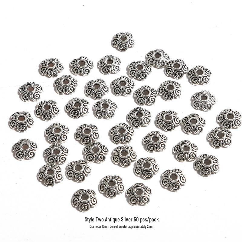 Handmade Antique Silver Flower Spacer Beads for DIY Bracelets & Hair Accessories