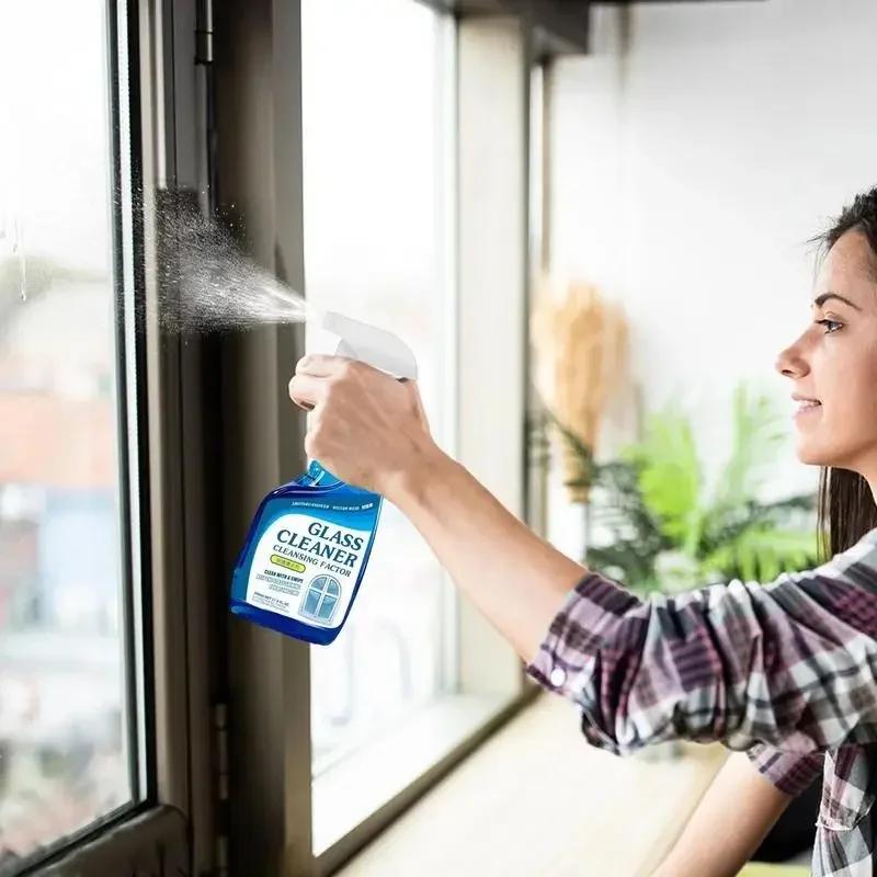 500ml Glass Cleaner Glass Oil Film Remover Living Shower Glass Cleaner Spray Powerful Car Bathroom Glass Descaling Solution