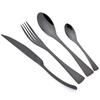 24Pcs Shiny Black Dinnerware Set Steak Knife Fork Coffee Spoon Cutlery Set Stainless Steel Tableware Western Kitchen Flatware