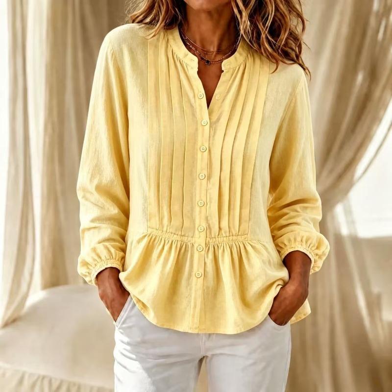 BITCED Women's Fashion Casual Long Sleeve V-Neck Blouses & Shirts