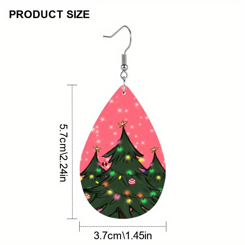 Y2K Christmas Tree Candlelight Pattern Drop Earrings for Women Girls Cute Christmas Eve Christmas Stud Earrings Festival Jewelry Christams