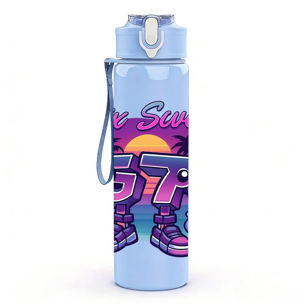 1PC Graffiti Sneaker Shoe Print 750ml Color Plastic Sports Water Bottle Leakproof Flip Straw Lid Suitable for Sports Office Home Use