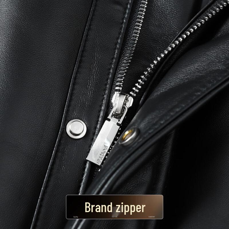 Futing Men's Winter Genuine Sheepskin Goose Down Leather Jacket