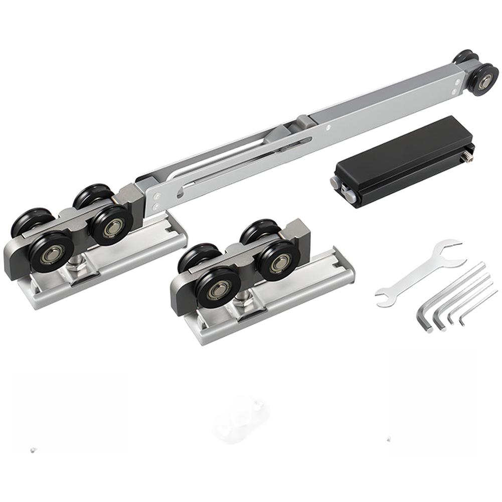 Concealed Pocket Door Sliding Track Wood Door Bidirectional Buffer Rail Full Set Bumper/Hanging Rail/Sliding Door Wheel Hardware