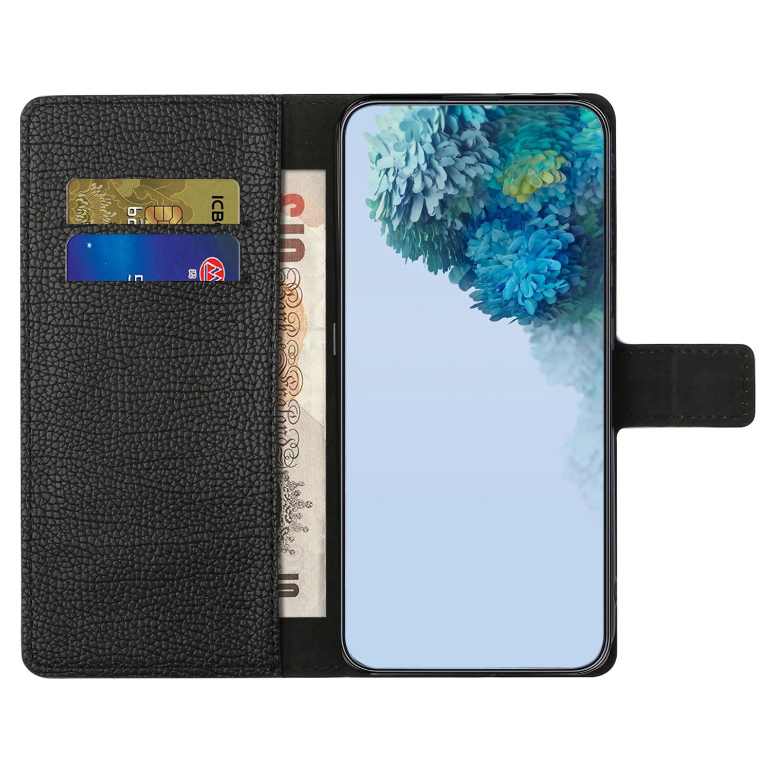 

For Nokia C22/C32 Wallet Cell Phone Case Litchi Texture PU Leather Stand Phone Cover Black