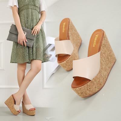 Womans Thick Platform Slipper Women Open Toe Wedges Sandals Non -Slip Ladies Summer High Heels Casual Shoes Outdoor Feetwear