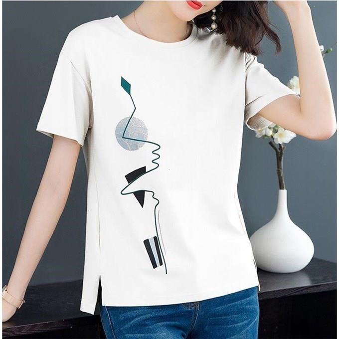 Long-sleeved t-shirt women's spring and autumn new large-size outerwear top printed autumn clothes bottoming shirt