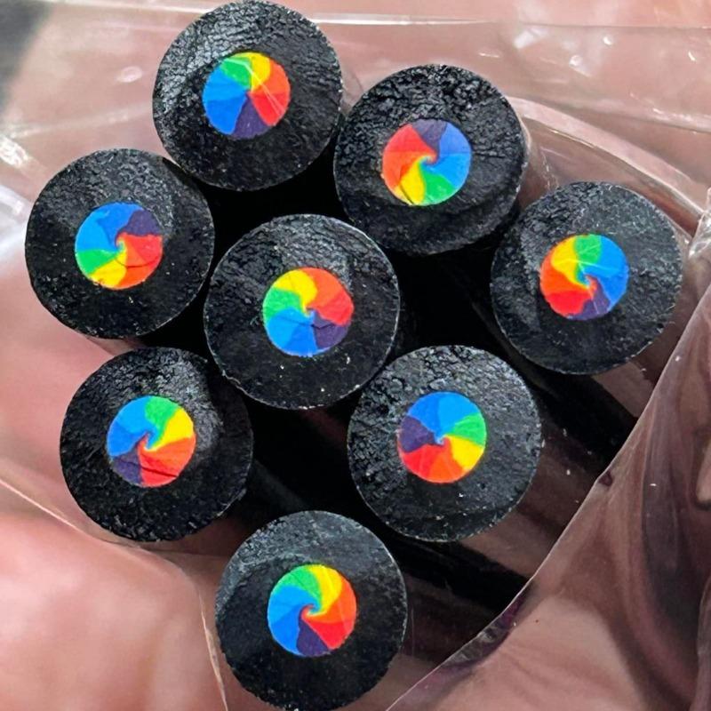 10PcsBlack Wooden Rainbow Drawing Pencil 7-Color Sketching Pencils School Stationery Artist Student DIY Painting Supplies