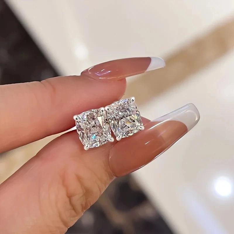 CAOSHI Simple Stylish Women's Stud Earrings Silver Color Sparkling Cubic Zirconia Daily Wear Female Accessories Elegant Jewelry