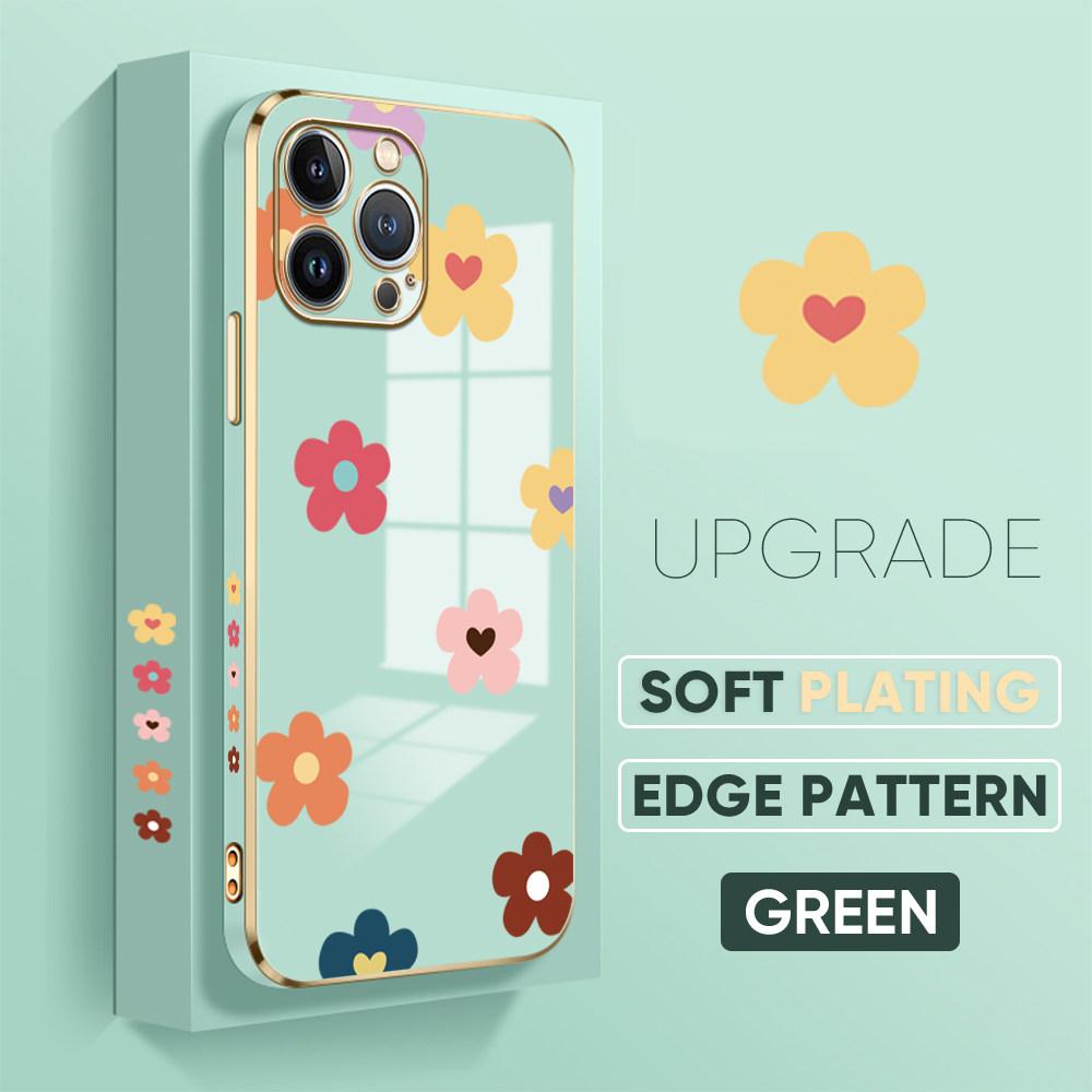 For iPhone 16 15 Max Samsung S24 S23 Plus A15 A35 A53 A73 Xiaomi 11T 12T 13T Redmi 13C Beautiful Flowers Soft Plated TPU Phone Case Cover