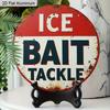 2D Flat Aluminum Rustic Fishing Tackle Shop Billboard Round Metal Sign, Fishing Aluminum Plaque for Man Cave, Garage, Lake House, Pre-Drilled Holes