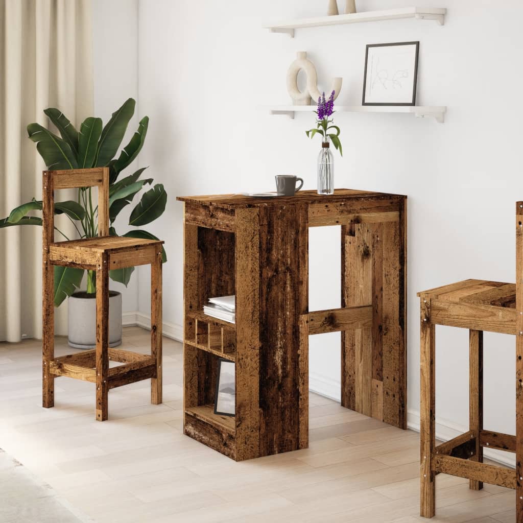Vidaxl Bar Table With Compartments, Solid Wood, 90X47.5X103.5 Cm
