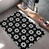 Black and White Geometric Star Pattern Carpet for Living Room Decor Suitable for use as an anti-slip for living room bedroom sofas